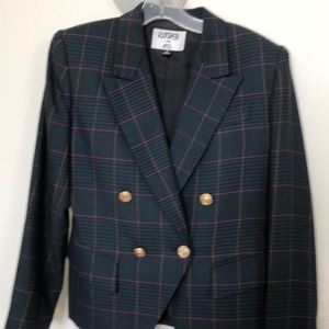 Multi-colored checked wool blend vintage suit